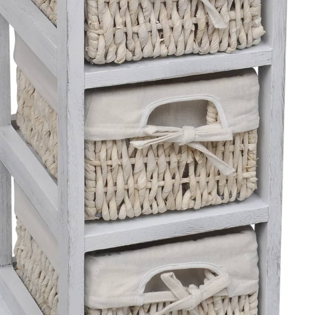 240796 Wooden Storage Rack 3 Weaving Baskets White  cod mxl 62485