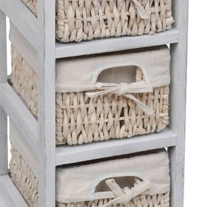 240796 Wooden Storage Rack 3 Weaving Baskets White  cod mxl 62485