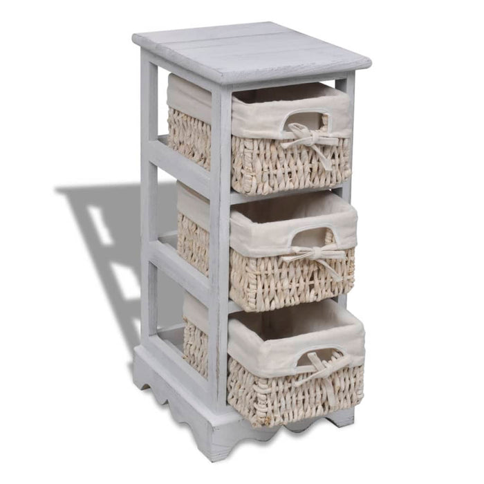 240796 Wooden Storage Rack 3 Weaving Baskets White  cod mxl 62485