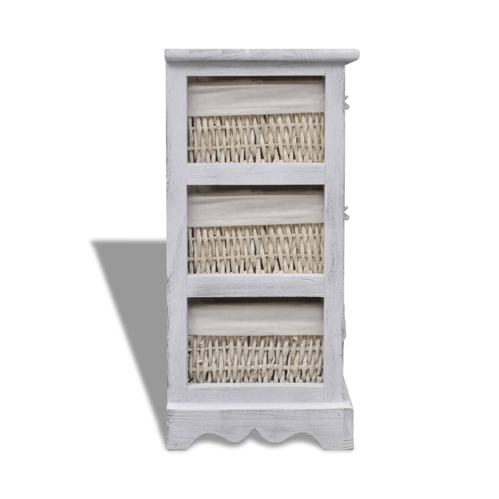 240796 Wooden Storage Rack 3 Weaving Baskets White  cod mxl 62485
