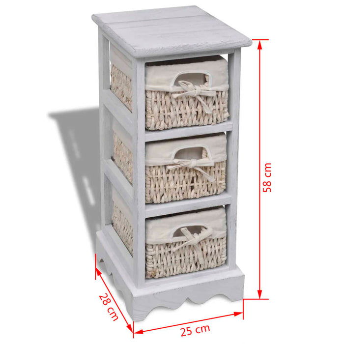 240796 Wooden Storage Rack 3 Weaving Baskets White  cod mxl 62485