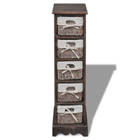 Struttura in Legno con 5 Cestini Intrecciati Marrone 240801