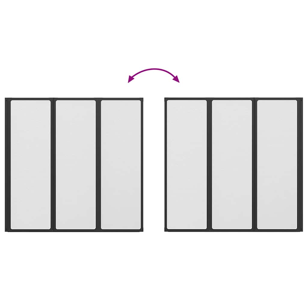 Parete per Doccia e Vasca Bagno 117x120cm 3 Pannelli Pieghevole 140784