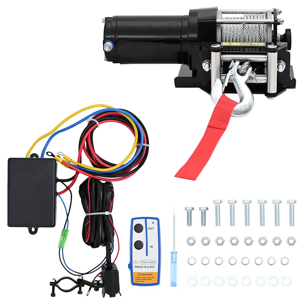 Verricello Elettrico 12 V 1360 kg Piastra Rullo Telecomandocod mxl 97086