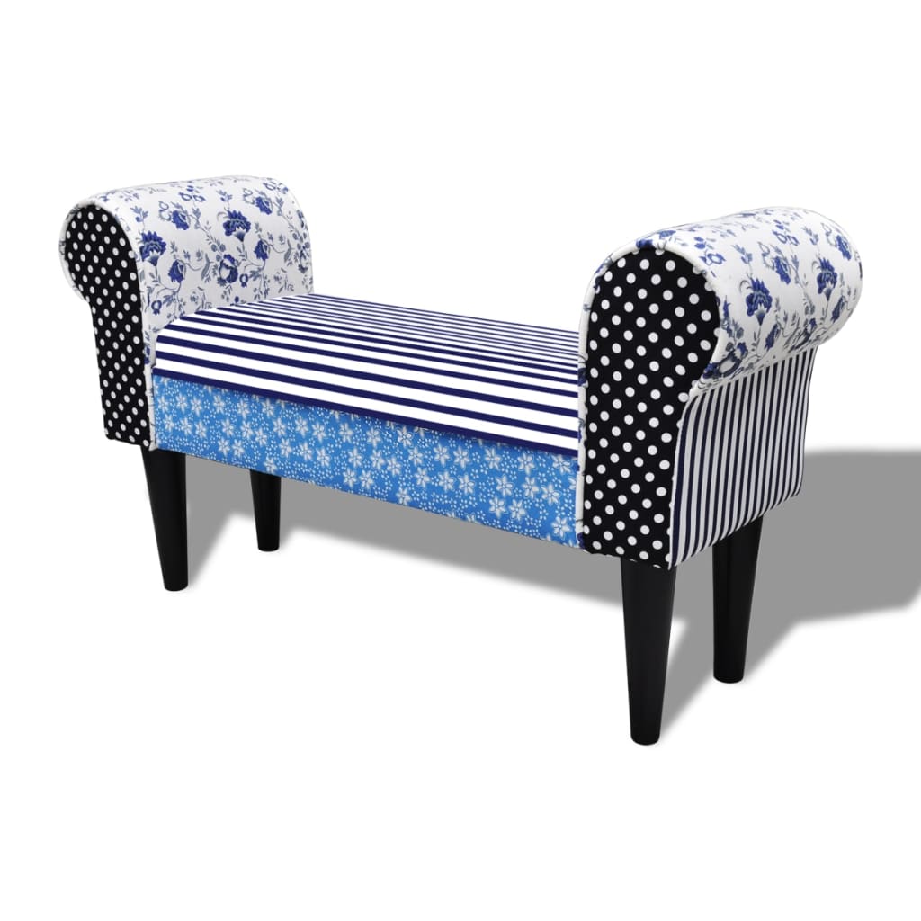 Panca di design con patchwork blu e bianco 02_0010995