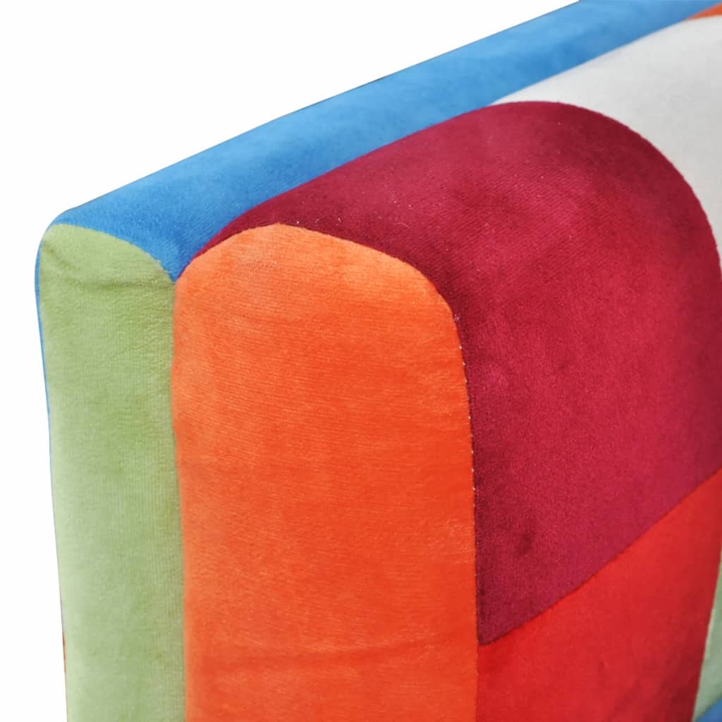 Poltrona a Cubo con Gambe Cromo e Design Patchwork in Tessuto