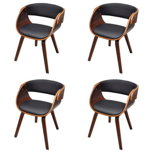 Sedie da Pranzo 4 pz Marroni in Legno Curvo e Similpelle cod mxl 15193