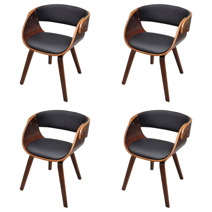 Sedie da Pranzo 4 pz Marroni in Legno Curvo e Similpelle cod mxl 15193