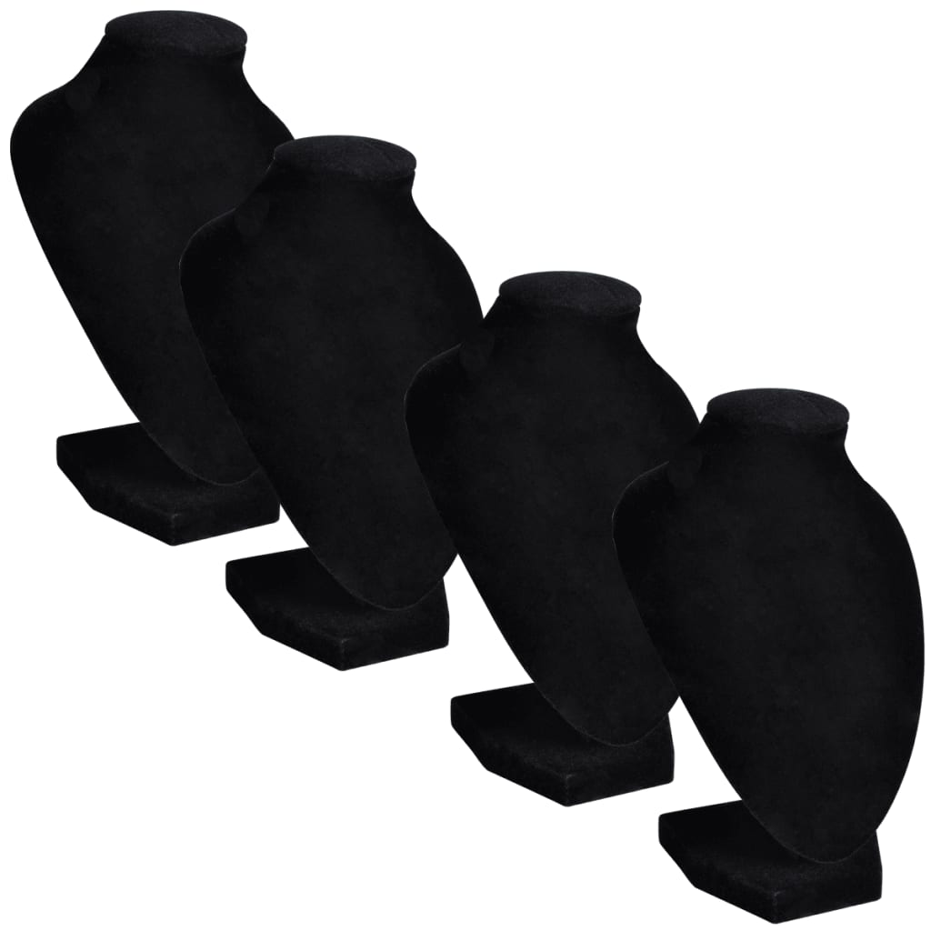 Busto Nero Portagioielli Collane 4 pz in Flanella 9x8,5x15 cm 240905