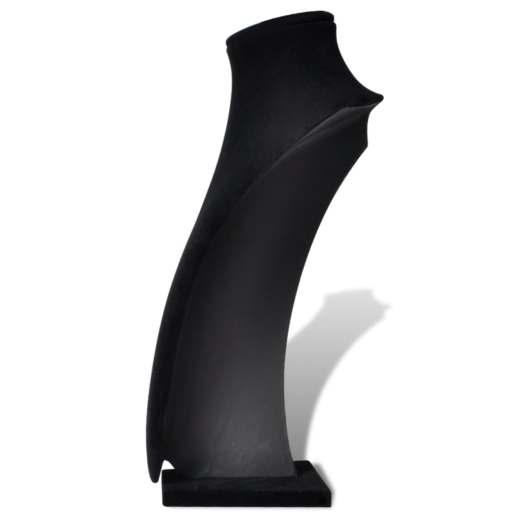 Busti Neri Portagioielli Collane 2 pz in Flanella 23x11,5x30 cm 240906