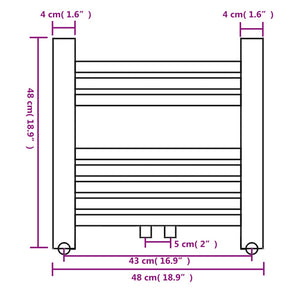 Radiatore Centrale Portasciugamano Dritto 480 x 480 mm
