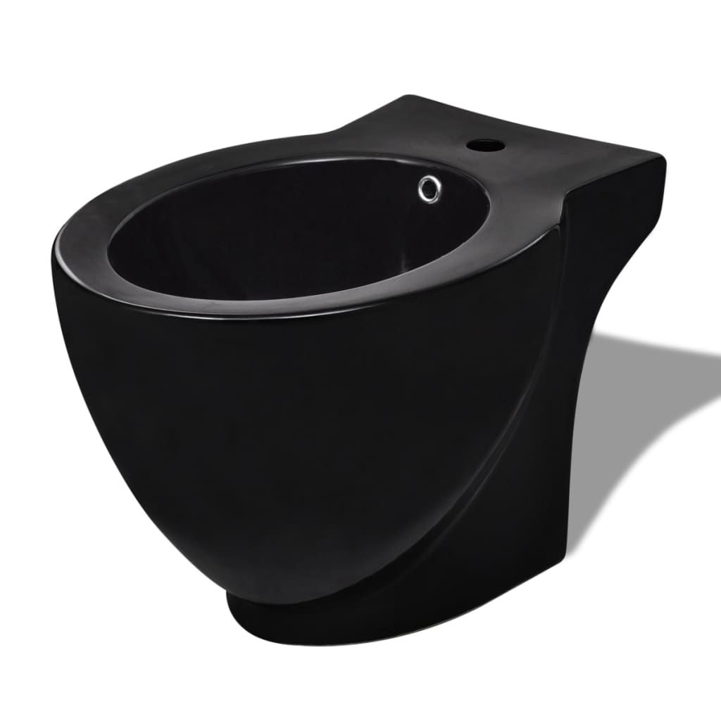 Set di Bidet e Toilette da Pavimento in Ceramica Nera 270060