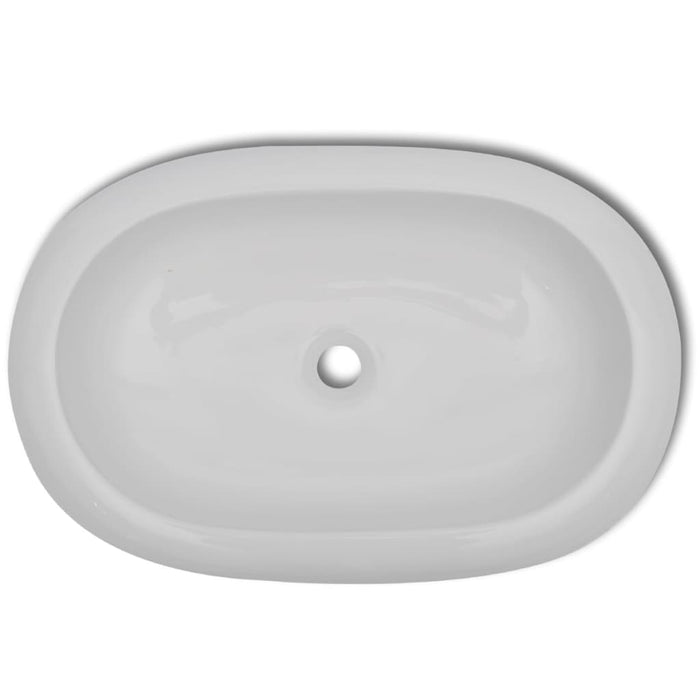 Lavello-Lavandino-Lavabo Bianco in Ceramica di Lusso Ovale 63 x 42 cm