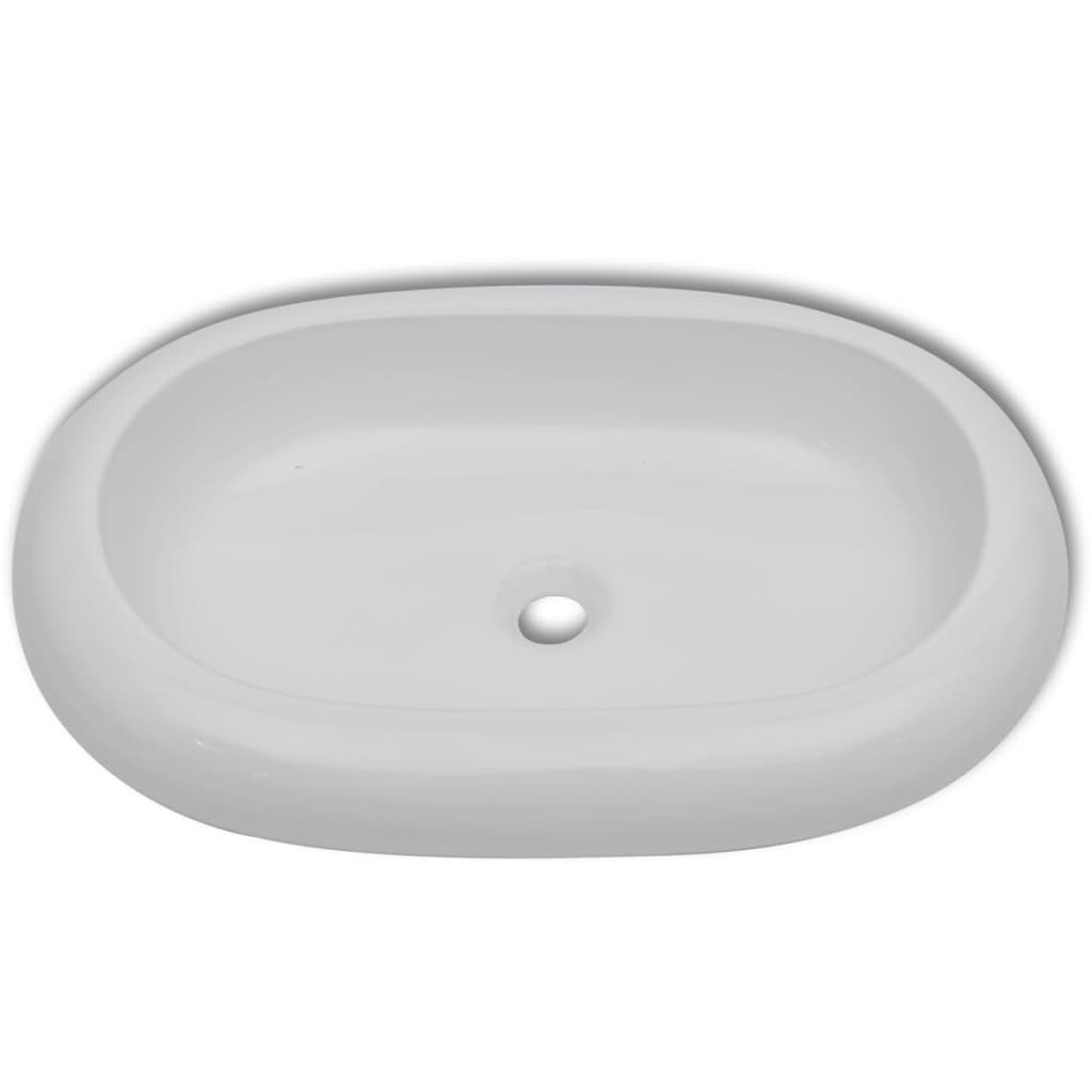 Lavello Bianco in Ceramica di Lusso Ovale 63 x 42 cm 140673