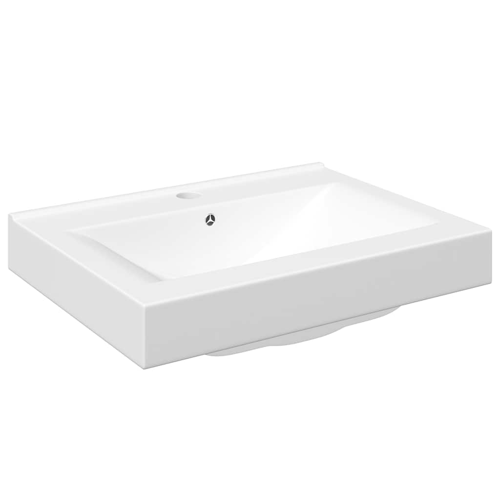 Lavello Bianco-Lavandino-Lavabo in Ceramica di Lusso con Foro Rubinetto 60x46 cm 308651