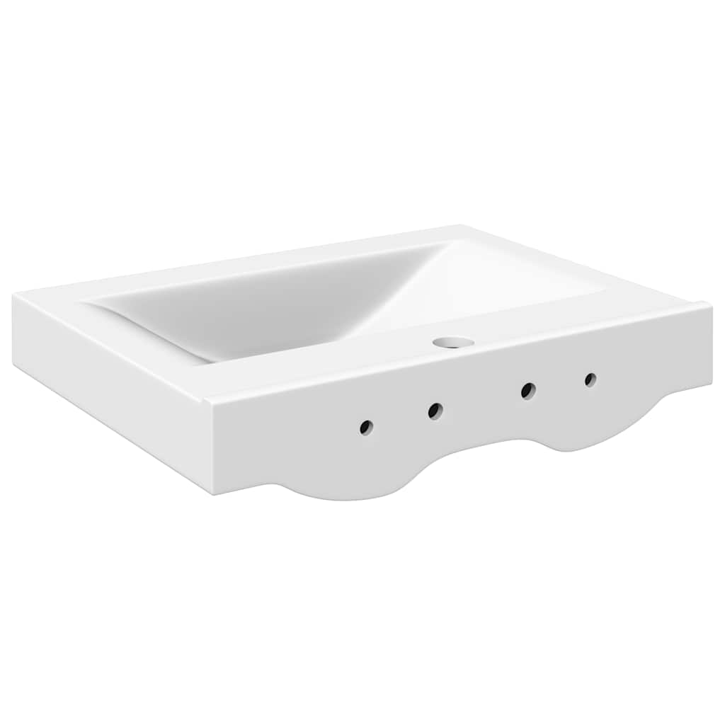 Lavello Bianco-Lavandino-Lavabo in Ceramica di Lusso con Foro Rubinetto 60x46 cm 308651