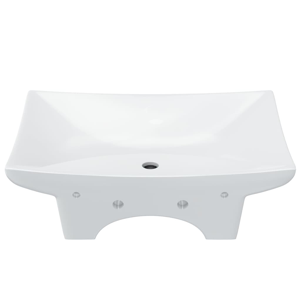 Lavabo Ceramica Lusso Rettangolare Foro di Trabocco e Foro Rubinetto  cod mxl 53569