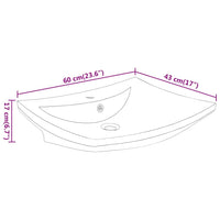 Lavabo Ceramica Lusso Rettangolare Foro di Trabocco e Foro Rubinetto  cod mxl 53569
