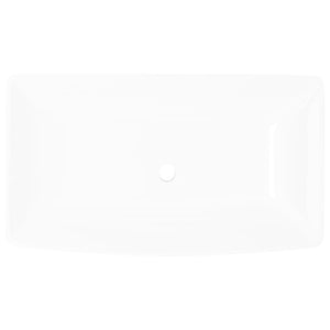 Lavello-Lavandino-Lavabo Bianco in Ceramica di Lusso Rettangolare 71 x 39 cm