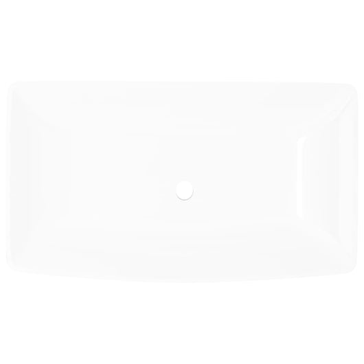 Lavello-Lavandino-Lavabo Bianco in Ceramica di Lusso Rettangolare 71 x 39 cm