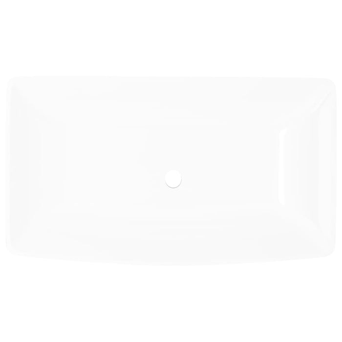 Lavello-Lavandino-Lavabo Bianco in Ceramica di Lusso Rettangolare 71 x 39 cm