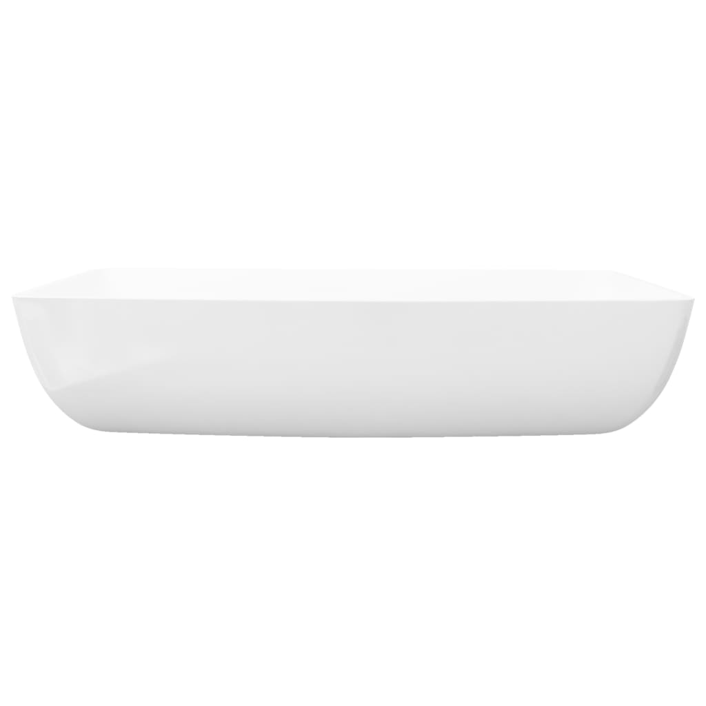 Lavello-Lavandino-Lavabo Bianco in Ceramica di Lusso Rettangolare 71 x 39 cm