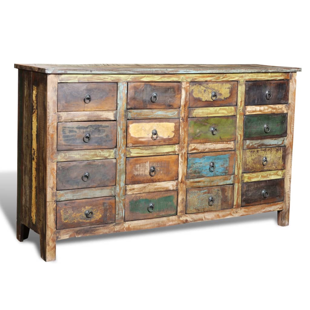 Cassettiera in Massello di Riciclo Stile Anticato 16 Cassetti  cod mxl 61552