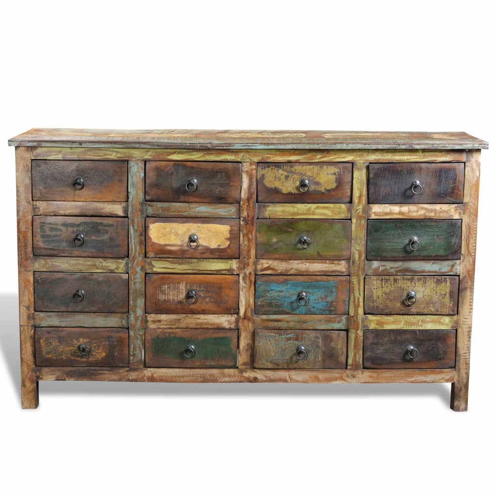 Cassettiera in Massello di Riciclo Stile Anticato 16 Cassetti  cod mxl 61552