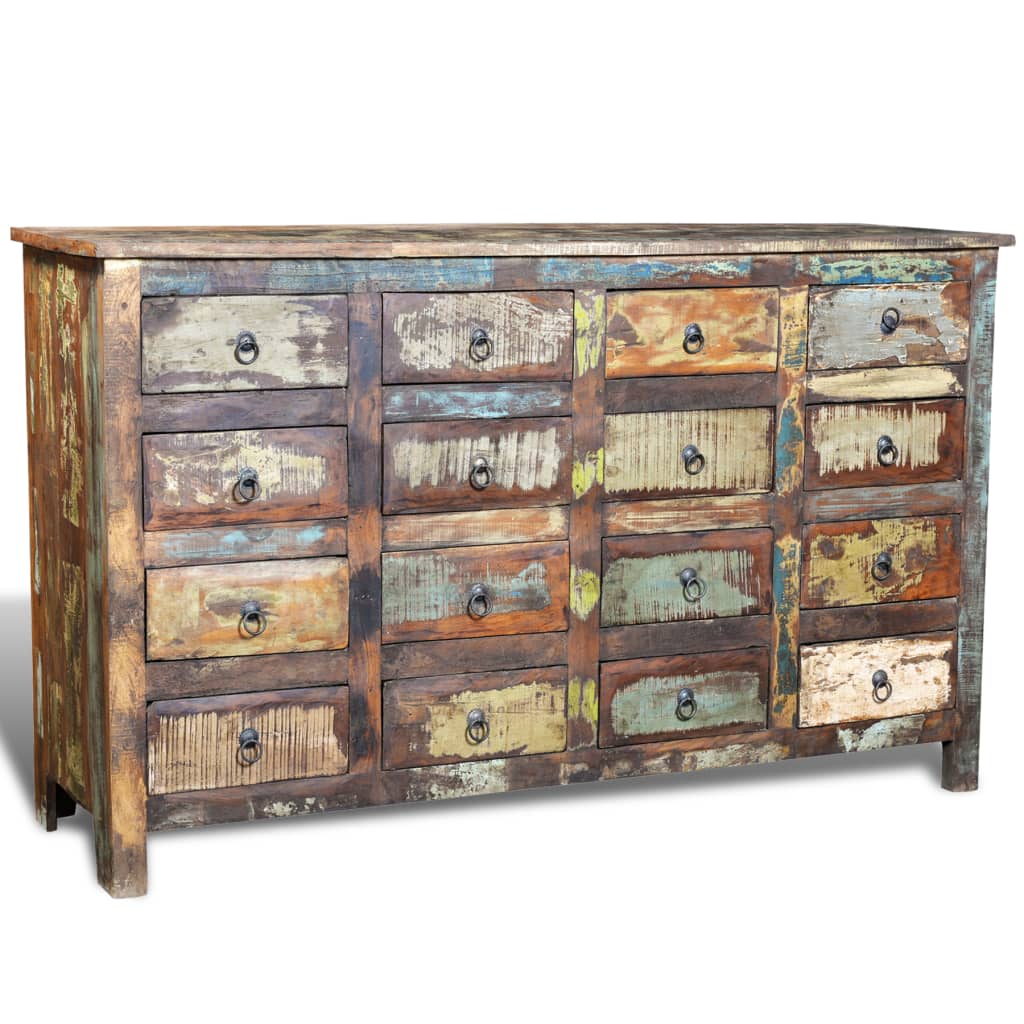 Cassettiera in Massello di Riciclo Stile Anticato 16 Cassetti  cod mxl 61552