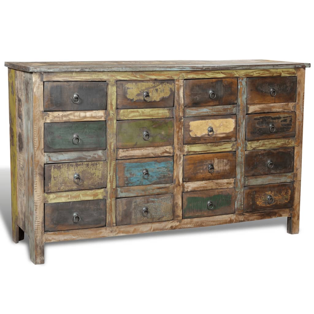 Cassettiera in Massello di Riciclo Stile Anticato 16 Cassetti  cod mxl 61552
