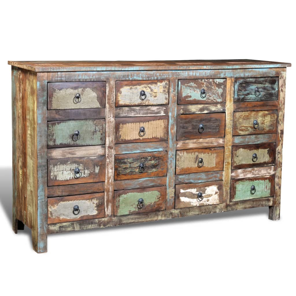 Cassettiera in Massello di Riciclo Stile Anticato 16 Cassetti  cod mxl 61552