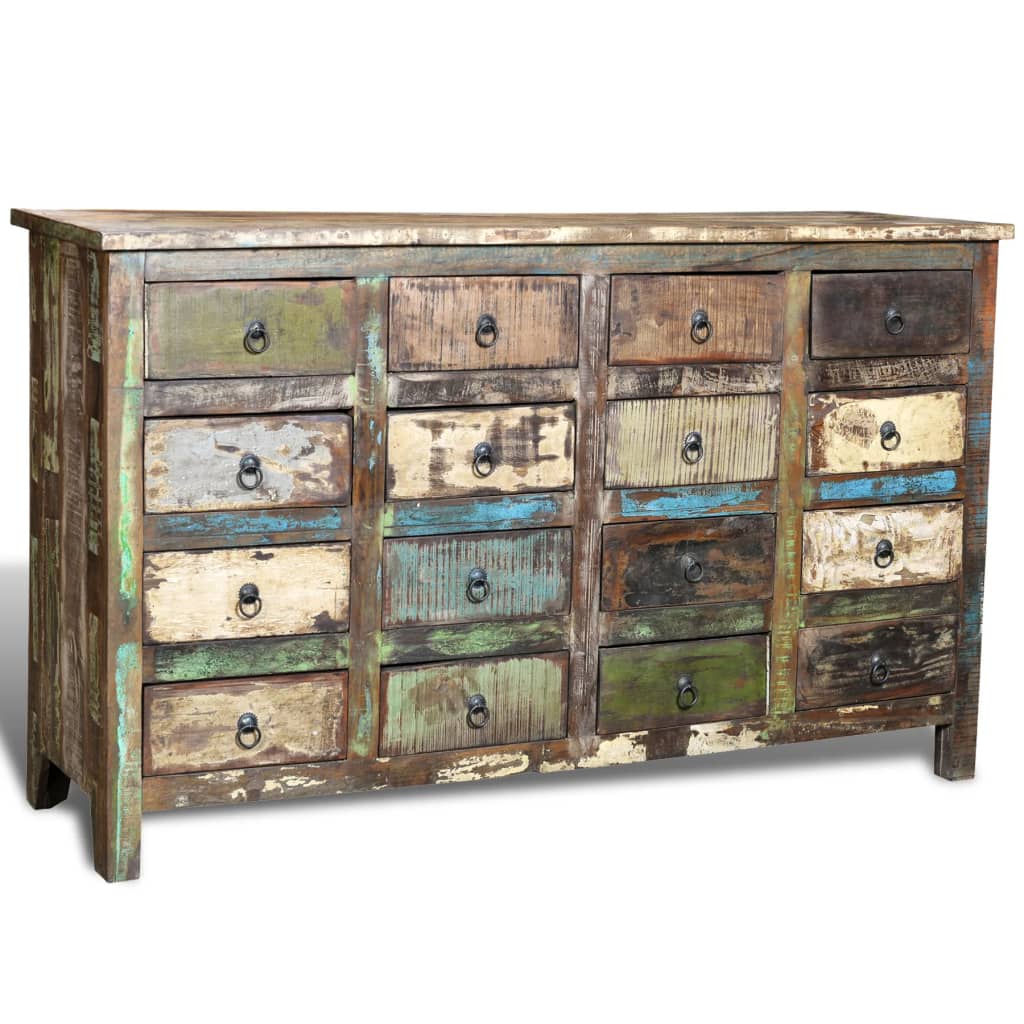 Cassettiera in Massello di Riciclo Stile Anticato 16 Cassetti  cod mxl 61552