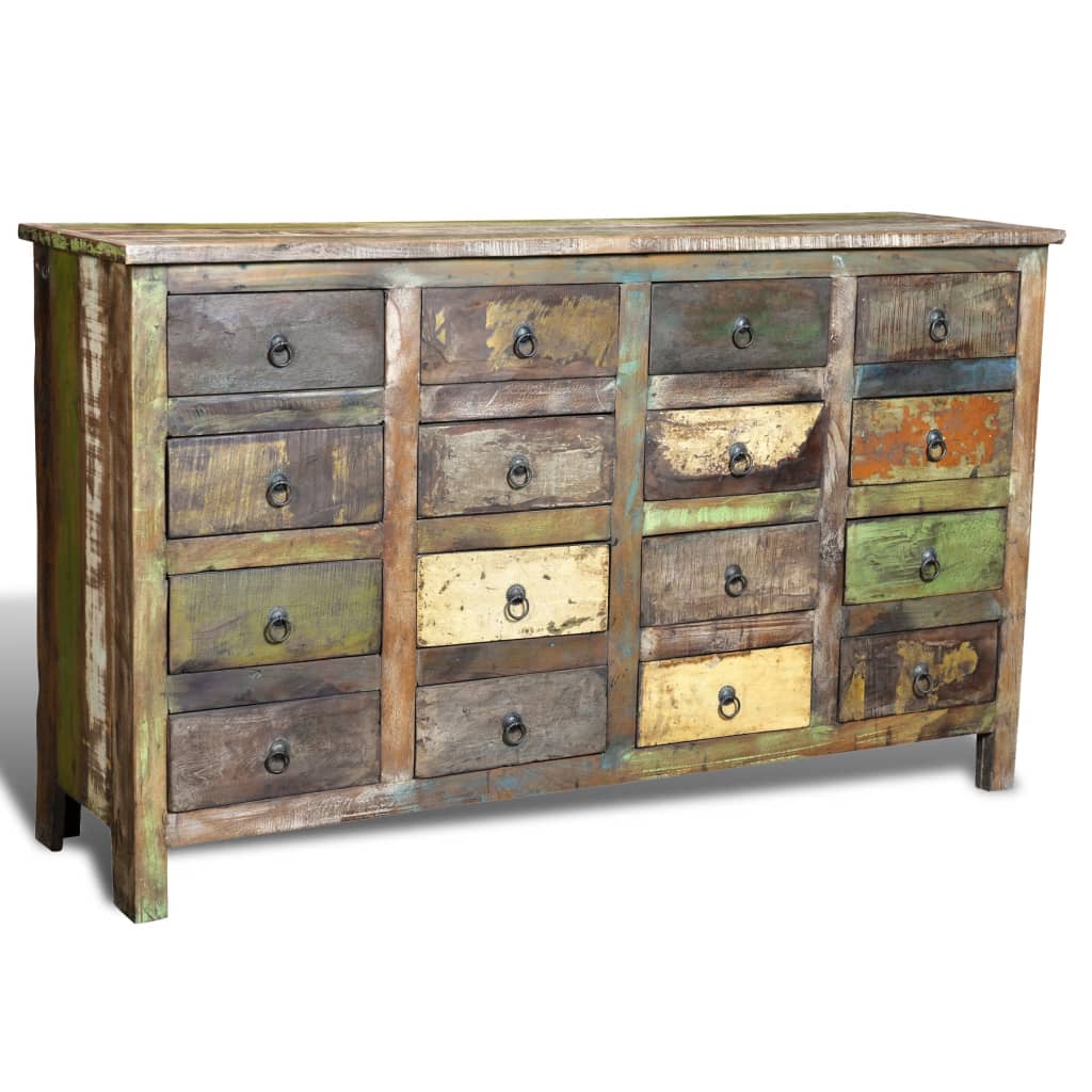 Cassettiera in Massello di Riciclo Stile Anticato 16 Cassetti  cod mxl 61552