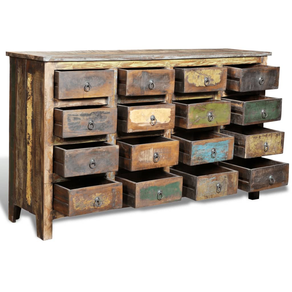 Cassettiera in Massello di Riciclo Stile Anticato 16 Cassetti  cod mxl 61552