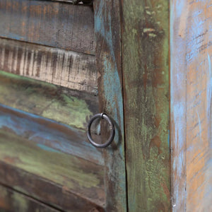 Comodino camera da letto cassettiera angolare con 1 cassetto e 1 anta in legno di recupero 1402161