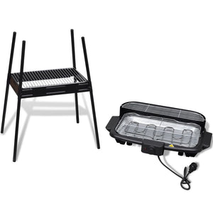 Barbecue elettrico rettangolare da giardino con grill e supporto 40977