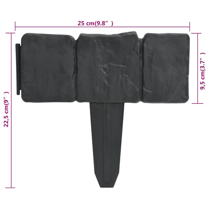 Recinzione Giardino/Prato in Plastica 41 pz Aspetto Pietra 10 m 40917