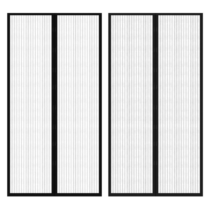 Tenda Antimosche per Porta 2 pz 210 x 100 cm 2 Magneti Nera cod mxl 67894