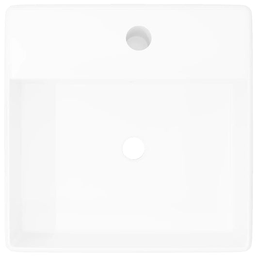 Lussuoso lavabo bagno quadrato con troppopieno 41 x 41 cm in ceramica bianca 02_0002485