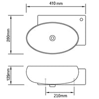 Lavello Ceramica con Foro Rubinetto e Troppo Pieno Bianco 140698