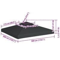 Telo di Ricambio per Gazebo 310g/m² Grigio Scuro 3x3m 40878