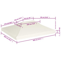 Telo di Ricambio per Gazebo 310g/m² Bianco Crema 3x4m 40880