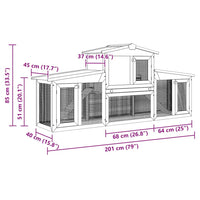 Conigliera Grande all'Aperto per Animali Piccoli Tetto Legno 170163