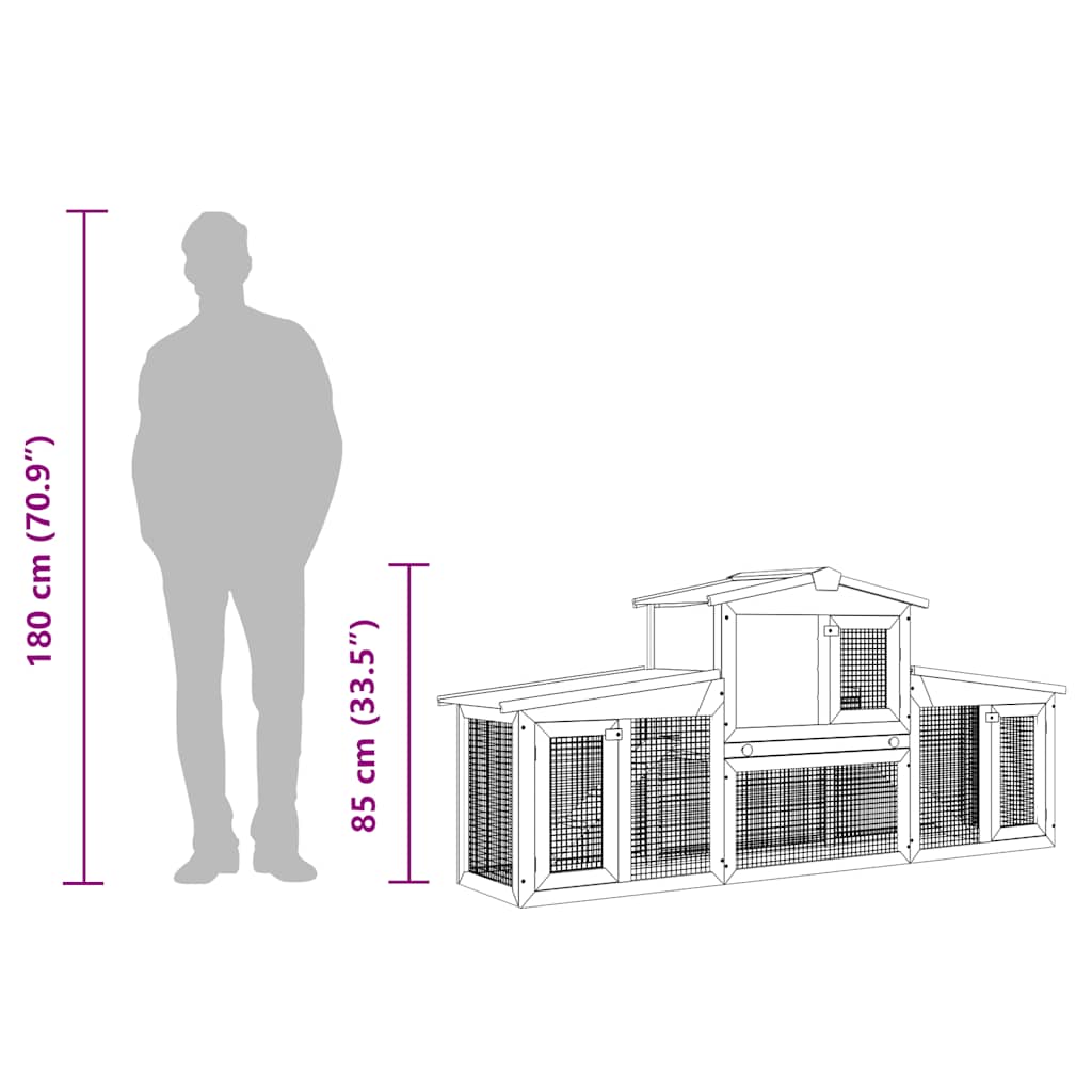 Conigliera Grande all'Aperto per Animali Piccoli Tetto Legno 170163