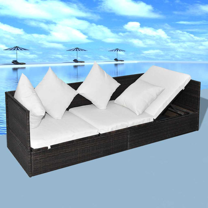 vidaXL Lettino da sole Marrone 200 x 60 x 58 cm polyrattan