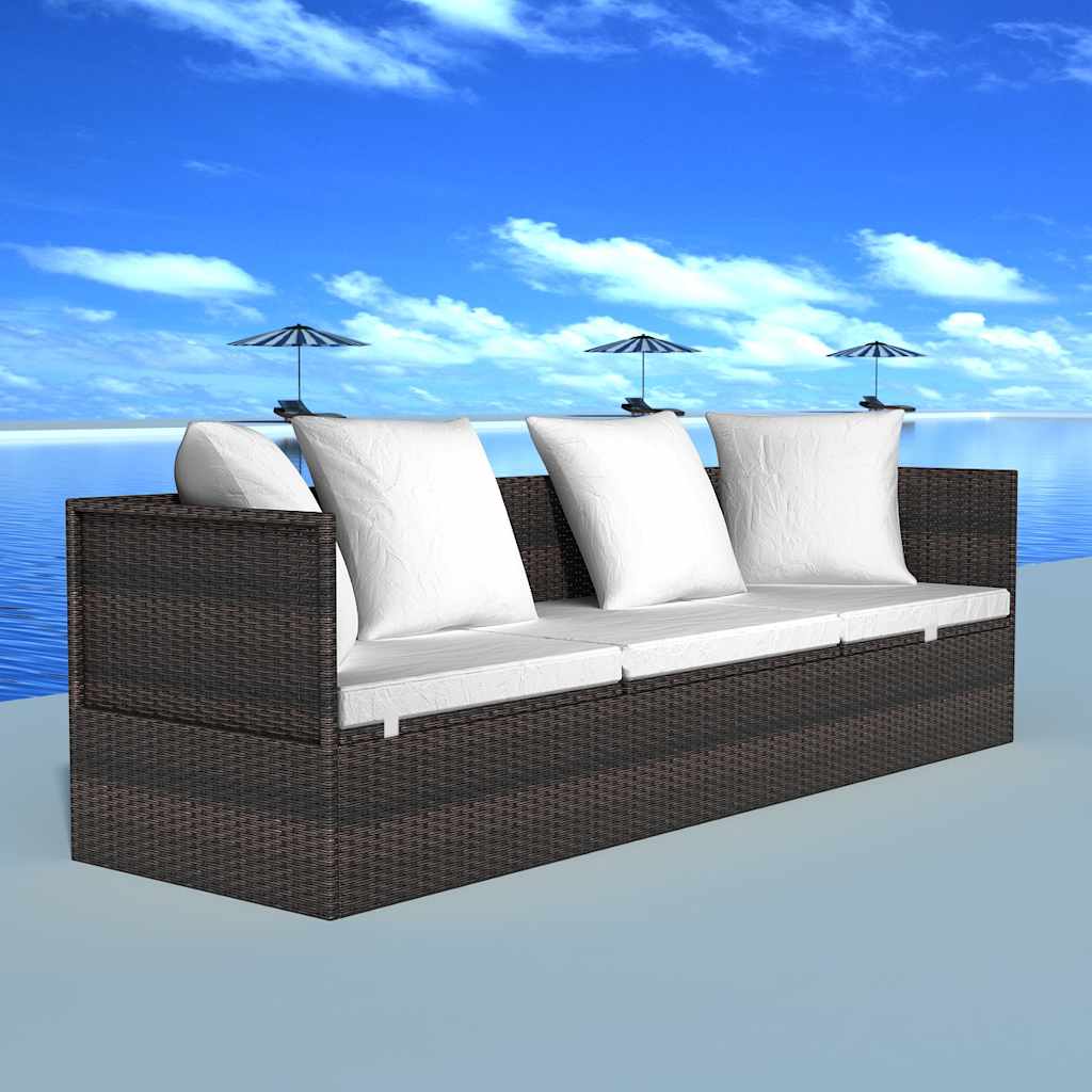vidaXL Lettino da sole Marrone 200 x 60 x 58 cm polyrattan
