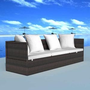 vidaXL Lettino da sole Marrone 200 x 60 x 58 cm polyrattan