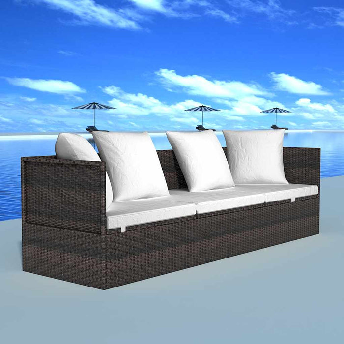 vidaXL Lettino da sole Marrone 200 x 60 x 58 cm polyrattan