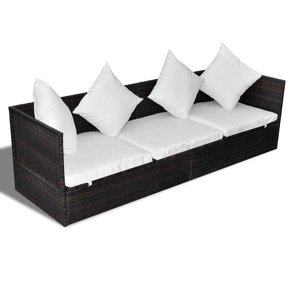 vidaXL Lettino da sole Marrone 200 x 60 x 58 cm polyrattan