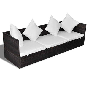 vidaXL Lettino da sole Marrone 200 x 60 x 58 cm polyrattan